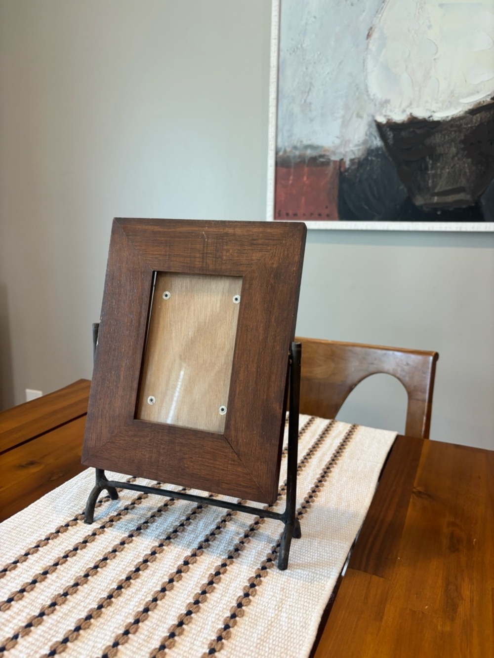 Tilting Wood Photo Frame on Iron Metal Stand